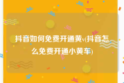 抖音如何免费开通黄v(抖音怎么免费开通小黄车)