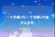 一个月赚10万(一个月赚10万是什么水平)