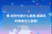 黄v实时号是什么意思(滴滴实时单是什么意思)