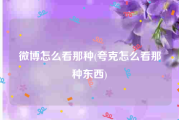 微博怎么看那种(夸克怎么看那种东西)