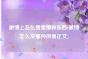 微博上怎么搜索那种东西(微博怎么发那种微博正文)