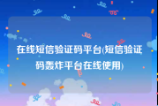 在线短信验证码平台(短信验证码轰炸平台在线使用)
