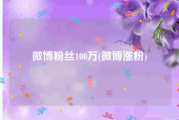 微博粉丝100万(微博涨粉)