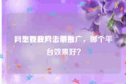 网上投放广告平台
，想要在网上做推广，哪个平台效果好？