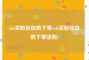 wb买粉丝自助下单(wb买粉丝自助下单活粉)
