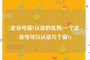 企业号蓝V认证的优势(一个企业号可以认证几个蓝V)