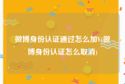微博身份认证通过怎么加V(微博身份认证怎么取消)