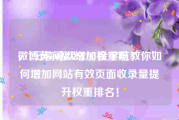 微博黄v可以增加权重吗
，{云南高级SEO}金宇航教你如何增加网站有效页面收录量提升权重排名！
