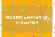 微信涨粉丝1元1000个活粉(涨粉丝1元1000个粉丝)