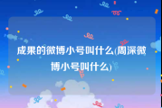 成果的微博小号叫什么(周深微博小号叫什么)