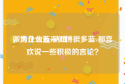微博企业蓝v认证
，为什么近来微博很多蓝v都喜欢说一些积极的言论？