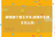 微博哪个博主开车(微博开车博主怎么找)