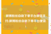 微博粉丝自助下单平台微信支付(微博粉丝自助下单平台便宜)