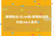 微博粉丝1元1000粉(微博粉丝群升级1000人条件)