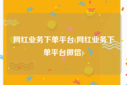 网红业务下单平台(网红业务下单平台微信)