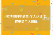 微博如何申请黄v个人认证(怎样申请个人微博)