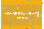0.1元一万粉丝平台(0.1元一万赞平台网站)