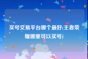 买号交易平台哪个最好(王者荣耀哪里可以买号)