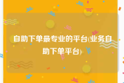 自助下单最专业的平台(业务自助下单平台)