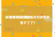 微博黄V发微博排名
，为何我关注的大v发的微博都看不了了？