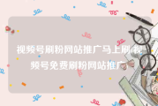 视频号刷粉网站推广马上刷(视频号免费刷粉网站推广)