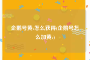 企鹅号黄v怎么获得(企鹅号怎么加黄v)