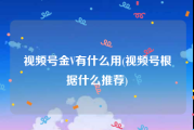 视频号金V有什么用(视频号根据什么推荐)