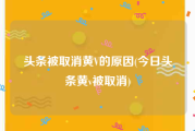 头条被取消黄V的原因(今日头条黄v被取消)