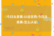 今日头条黄v认证优势(今日头条黄v怎么认证)