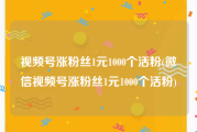 视频号涨粉丝1元1000个活粉(微信视频号涨粉丝1元1000个活粉)