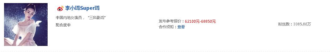 明星一条微博广告报价大概是多少？