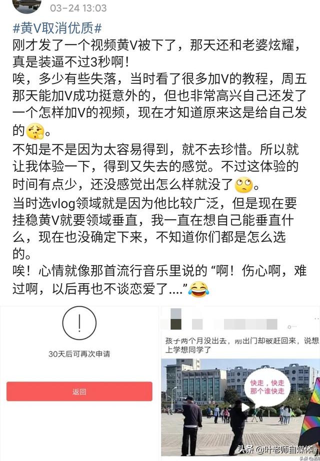 最近很多vlog作者被撤消黄V，vlog怎样才算领域垂直？