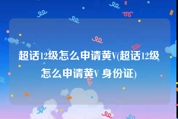 超话12级怎么申请黄V(超话12级怎么申请黄V 身份证)