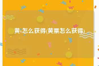 黄v怎么获得(黄票怎么获得)
