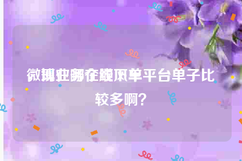 微博业务在线下单平台
，现在哪个顺风车平台单子比较多啊？