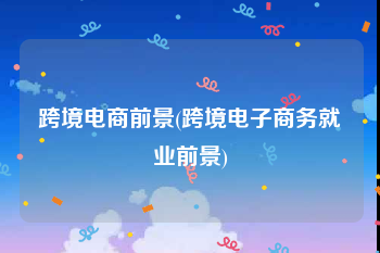 跨境电商前景(跨境电子商务就业前景)
