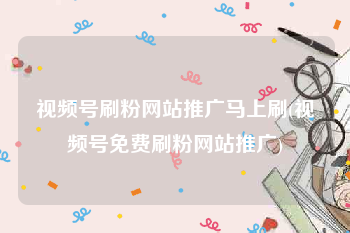 视频号刷粉网站推广马上刷(视频号免费刷粉网站推广)