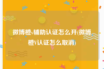 微博橙v辅助认证怎么开(微博橙V认证怎么取消)