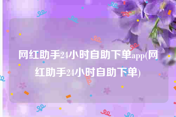 网红助手24小时自助下单app(网红助手24小时自助下单)