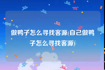 做鸭子怎么寻找客源(自己做鸭子怎么寻找客源)