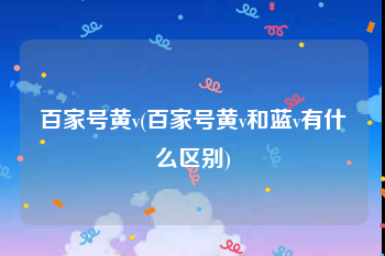 百家号黄v(百家号黄v和蓝v有什么区别)
