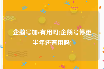 企鹅号加v有用吗(企鹅号停更半年还有用吗)
