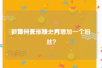 微博一天涨粉一万
，如何在一秒之内增加一个粉丝？