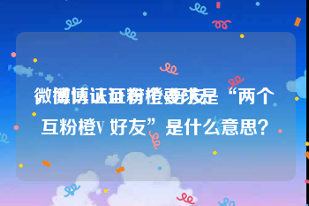 微博认证互粉橙v好友
，微博认证有个要求是“两个互粉橙V 好友”是什么意思？