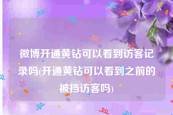 微博开通黄钻可以看到访客记录吗(开通黄钻可以看到之前的被挡访客吗)