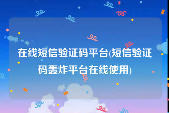在线短信验证码平台(短信验证码轰炸平台在线使用)