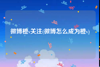 微博橙v关注(微博怎么成为橙v)