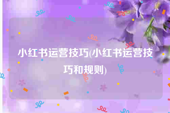 小红书运营技巧(小红书运营技巧和规则)