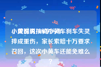 小黄说说1000字污车
，成都男孩骑小黄车刹车失灵摔成重伤，家长索赔十万要求召回，这次小黄车还能免难么？