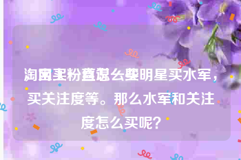 淘宝买粉丝怎么买
，网上一直说一些明星买水军，买关注度等。那么水军和关注度怎么买呢？